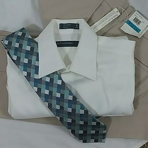 Perry Ellis Portfolio cotton LS dress shirt w/tie